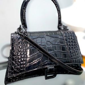 Balenciaga croc hourglass small top handle bag